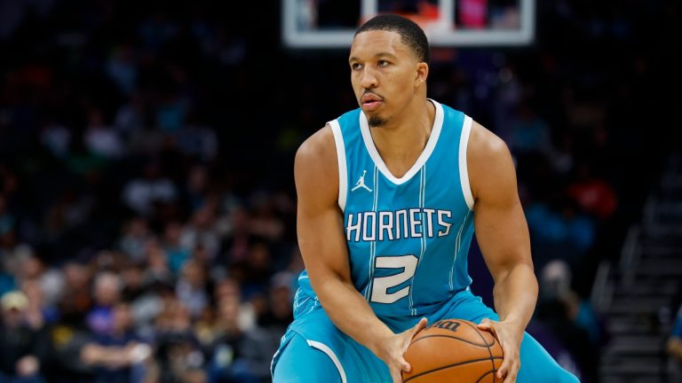 Charlotte Hornets forward Grant Williams looks to pass against the Detroit Pistons during the first half of an NBA basketball game in Charlotte, N.C., Thursday, Nov. 21, 2024. (Nell Redmond/AP)