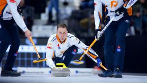 Brad Gushue in action during the Co-op Canadian Open on Wednesday, Nov. 6, 2024, in Nisku, Alta. (Anil Mungal/GSOC)