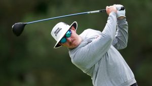 Joel Dahmen hits from the fourth tee during the final round of the Rocket Mortgage Classic golf tournament at Detroit Country Club, Sunday, June 30, 2024, in Detroit. (Paul Sancya/AP)