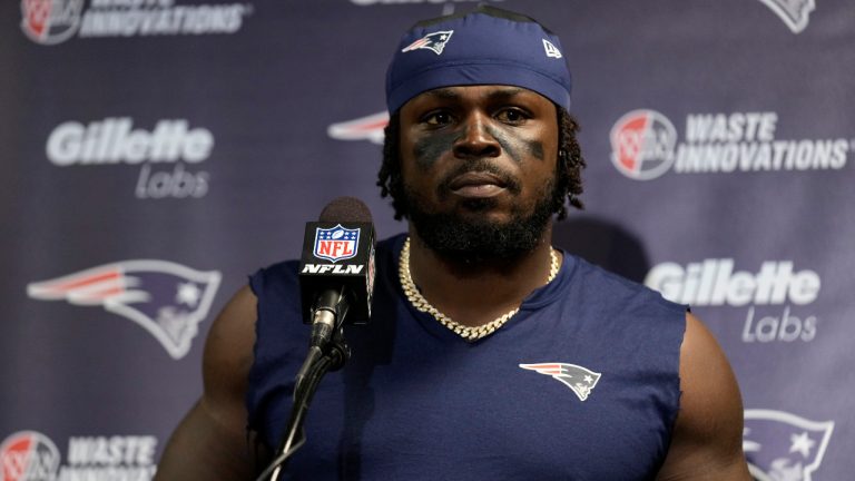 FILE - New England Patriots safety Jabrill Peppers answers questions during a news conference after playing against the New York Jets in an NFL football game, Sept. 19, 2024, in East Rutherford, N.J. (Seth Wenig/APe)