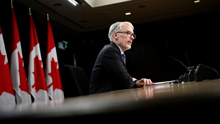 Privacy Commissioner of Canada Philippe Dufresne participates in a news conference at the National Press Theatre in Ottawa, Thursday, Feb. 29, 2024. (Justin Tang/CP)