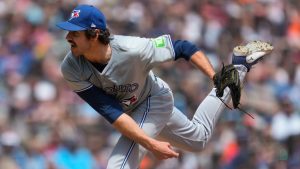 Toronto Blue Jays pitcher Jordan Romano throws against the Detroit Tigers in the eighth inning of a baseball game, Saturday, May 25, 2024, in Detroit. (Paul Sancya/AP)