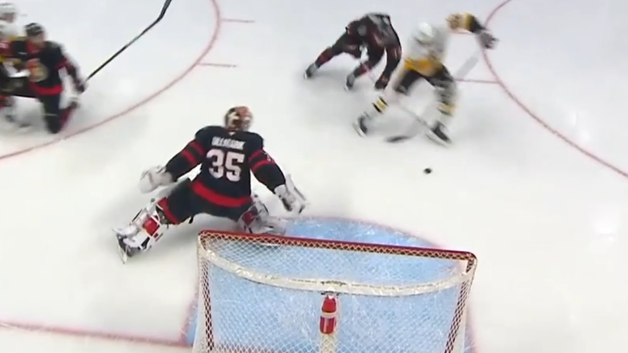 Senators’ Ullmark stuns Penguins’ Karlsson with flashy stick save