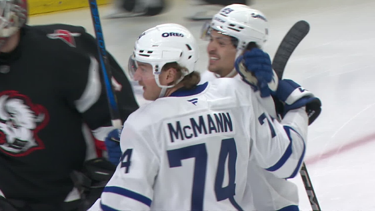 Maple Leafs’ McMann fires home one-timer off Domi’s feed