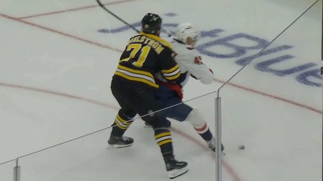 Bruins’ Wahlstrom ejected for boarding Capitals’ Fehervary