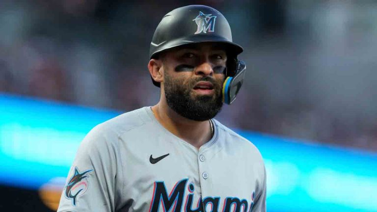 Miami Marlins' Ali Sánchez walks to the dugout after being called out on strikes during the fifth inning of a baseball game against the San Francisco Giants, Saturday, Aug. 31, 2024, in San Francisco. (Godofredo A. Vásquez/AP)