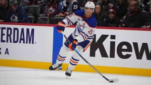 Edmonton Oilers defenseman Darnell Nurse (25) in the first period of an NHL hockey game Saturday, Nov. 30, 2024, in Denver. (David Zalubowski/AP)