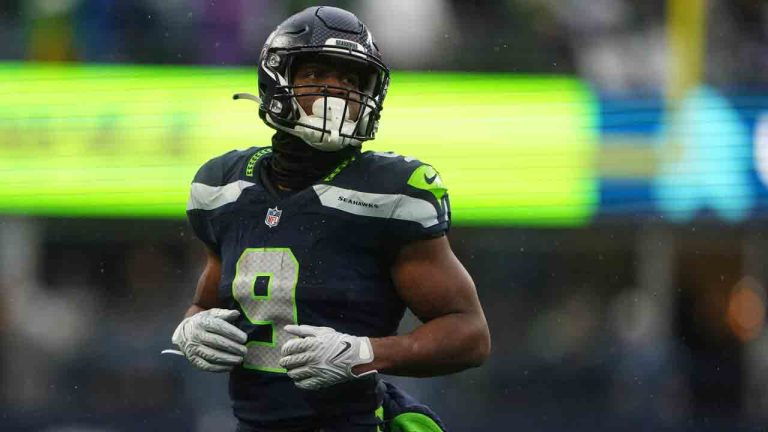 Seattle Seahawks running back Kenneth Walker III jogs on the field against the Minnesota Vikings during an NFL football game Sunday, Dec. 22, 2024, in Seattle. (Lindsey Wasson/AP)