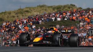 Red Bull driver Max Verstappen of the Netherlands steers his car during the Formula One Dutch Grand Prix race at the Zandvoort racetrack, Netherlands, Sunday, Aug. 25, 2024. (AP/Peter Dejong)