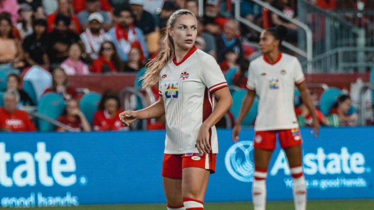 Canadian women's national team midfielder Emma Regan in action against Mexico at BMO Field in Toronto on June 4, 2024. (Photo by Audrey Magny, courtesy of AFC Toronto)