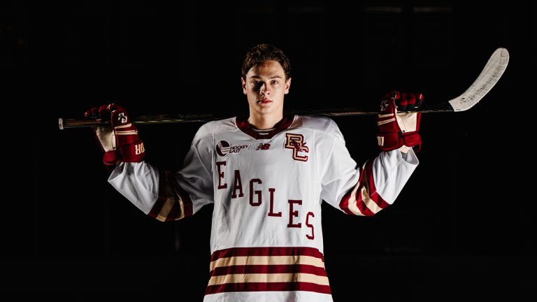 Boston College Eagles forward and top 2025 draft prospect James Hagens. (Photo courtesy Boston College Athletics)