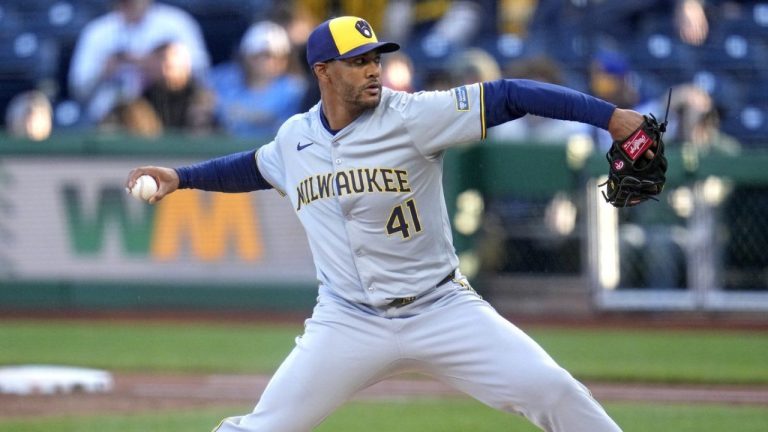 Milwaukee Brewers starting pitcher Joe Ross delivers during the first inning of a baseball game against the Pittsburgh Pirates in Pittsburgh, April 22, 2024. (Gene J. Puskar/AP)