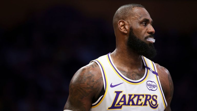 Los Angeles Lakers forward LeBron James looks on during the first half of an NBA basketball game against the Memphis Grizzlies, Sunday, Dec. 15, 2024, in Los Angeles. (Jessie Alcheh/AP)