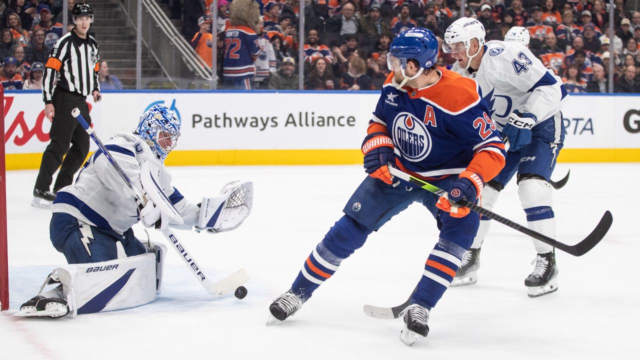 Leon Draisaitl scores league-leading 20th as Oilers edge past Lightning