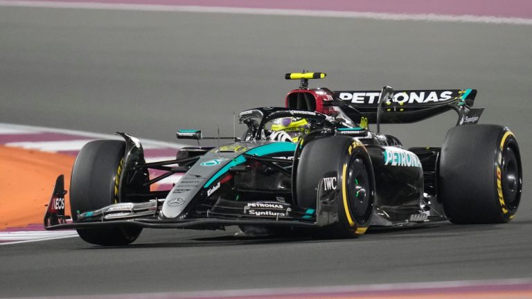 Mercedes driver Lewis Hamilton of Britain in action during the Qatar Formula One Grand Prix at the Lusail International Circuit in Lusail, Qatar, Sunday, Dec. 1, 2024. (AP/Darko Bandic)