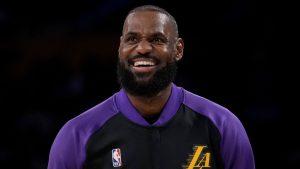 Los Angeles Lakers forward LeBron James (23) warms up before an NBA basketball game against the Detroit Pistons in Los Angeles, Monday, Dec. 23, 2024. (Eric Thayer/AP)