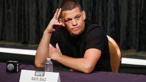 Mixed martial arts fighter Nate Diaz attends a UFC news conference. (John Locher/AP)