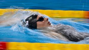 Summer McIntosh of Canada competes at the World Short Course Swimming Championships in Budapest, Hungary. (Denes Erdos/AP)