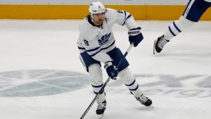 Toronto Maple Leafs defenceman Chris Tanev (8) skates against the Dallas Stars during the third period of an NHL hockey game in Dallas, Wednesday, Dec. 18, 2024. (Michael Ainsworth/AP)