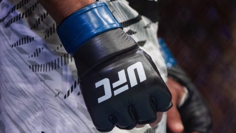 A-fighter-makes-a-fist-wearing-official-UFC-gloves