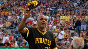 Member of the 1979 Pittsburgh Pirates World Championship team Dave Parker tips his hat at the fans during a pre-game ceremony honouring the team before a baseball game between the Pittsburgh Pirates and the Philadelphia Phillies in Pittsburgh, Saturday, July 20, 2019. (Gene J. Puskar/AP)