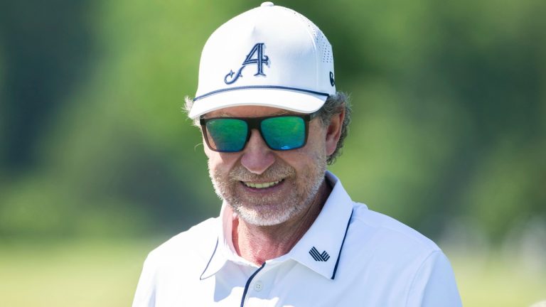 Former NHL player and Hall of Famer, Wayne Gretzky seen during the pro-am before the start of LIV Golf Nashville at The Grove on Thursday, June 20, 2024 in College Grove, Tennessee. (Charles Laberge/LIV Golf via AP)