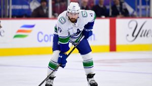 Vancouver Canucks' Filip Hronek in action during an NHL hockey game against the Philadelphia Flyers, Saturday, Oct. 19, 2024, in Philadelphia. (Derik Hamilton/AP)