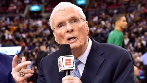 Hubie Brown makes his 2018 debut as ESPN commentator before first half NBA action as the Toronto Raptors face the Boston Celtics in Toronto on Friday, October 19, 2018. (Frank Gunn/CP)