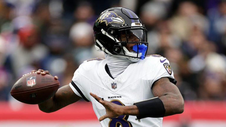 Baltimore Ravens quarterback Lamar Jackson during an NFL game against the New York Giants Sunday, Dec. 15, 2024, in East Rutherford, N.J. (Adam Hunger/AP)