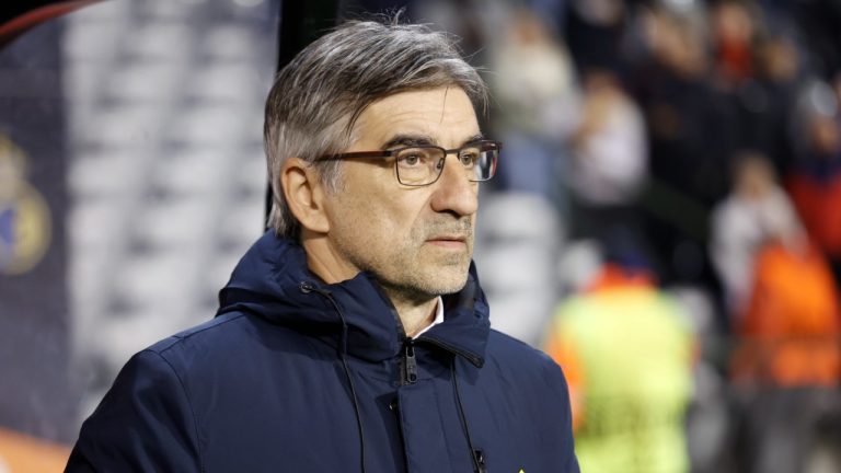 Ivan Juric prior to the Europa League opening phase soccer match between Union SG and Roma at the King Baudouin stadium in Brussels, Thursday, Nov. 7, 2024. (Omar Havana/AP)