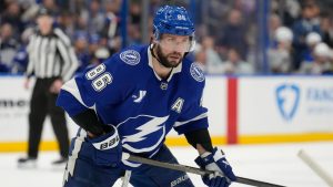 Tampa Bay Lightning right wing Nikita Kucherov (86) against the St. Louis Blues during the second period of an NHL hockey game Thursday, Dec. 19, 2024, in Tampa, Fla. (Chris O'Meara/AP)