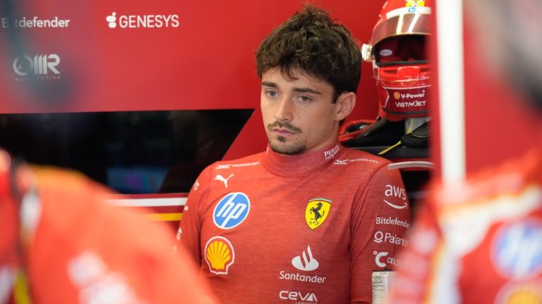 Ferrari driver Charles Leclerc of Monaco prepares for the first free practice ahead of the Formula One Abu Dhabi Grand Prix, at the Yas Marina Circuit in Abu Dhabi, UAE, Friday, Dec. 6, 2024. (Darko Bandic/AP)