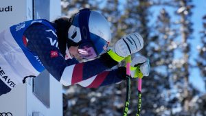 Lindsey Vonn prepares to start a women's World Cup downhill training run, Wednesday, Dec. 11, 2024, in Beaver Creek, Colo. (John Locher/AP)