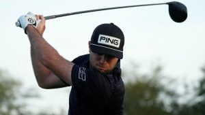 Stuart Macdonald, of Canada, tees off on the second hole during the third round of the Mexico Open golf tournament in Puerto Vallarta, Mexico, Saturday, Feb. 24, 2024. (Fernando Llano/AP Photo)