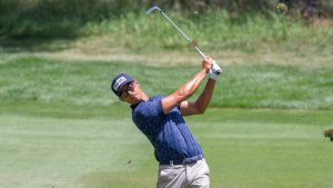 Johannes Veerman hits an approach shot during the final round of the Barracuda Championship golf tournament at the Tahoe Mt. Club in Truckee, Calif., Sunday, July 23, 2023. (Tom R. Smedes/AP)