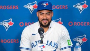 New Toronto Blue Jays outfielder Anthony Santander speaks at an introductory press conference on Jan. 21, 2025. (credit: Toronto Blue Jays)