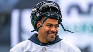 Toronto Argonauts running back Andrew Harris looks on during practice at Mosaic Stadium in Regina, on Wednesday, November 16, 2022. The Winnipeg Blue Bombers will be playing against the Toronto Argonauts in the 109th Grey Cup on Sunday. THE CANADIAN PRESS/Heywood Yu