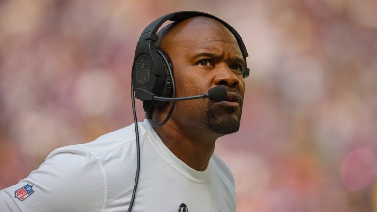 Minnesota Vikings Defensive co-ordinator Brian Flores looks to the scoreboard in the first half of an NFL game against the Houston Texans, Sunday, Sept. 22, 2024, in Minneapolis. (AP/Bruce Kluckhohn)