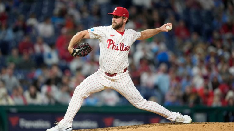 Philadelphia Phillies' Tyler Gilbert plays during a baseball game, Tuesday, Sept. 24, 2024, in Philadelphia. (AP Photo/Matt Slocum, File)