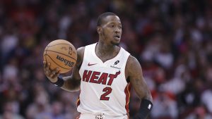 Miami Heat guard Terry Rozier III during an NBA basketball game against the Houston Rockets Sunday, Dec. 29, 2024, in Houston. (Michael Wyke/AP)