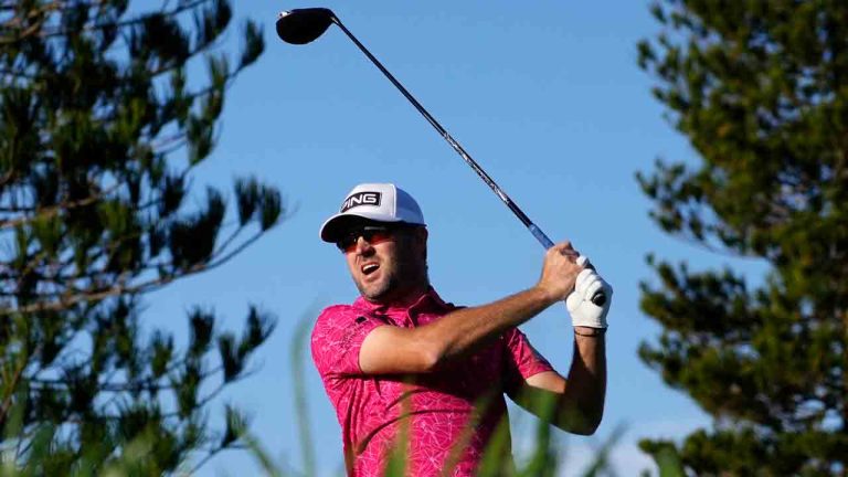 Corey Conners, of Canada, hits his tee shot at the third hole during the second round of The Sentry golf event, Friday, Jan. 3, 2025, at the Kapalua Plantation Course in Kapalua, Hawaii. (Matt York/AP)