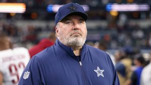 Dallas Cowboys head coach Mike McCarthy walks on the field following an NFL football game against the Washington Commanders, Sunday, Jan. 5, 2025, in Arlington, Texas. The Commanders won 23-19. (AP/Gareth Patterson)