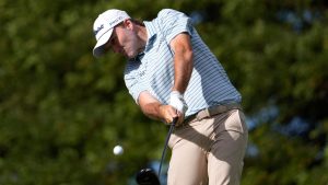 Russell Henley hits a tee shot on the second hole during the third round of the Sony Open golf tournament, Saturday, Jan. 11, 2025, at Waialae Country Club in Honolulu. (Matt York/AP)