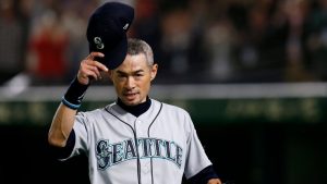 Seattle Mariners right fielder Ichiro Suzuki waves to spectators while leaving the field for defensive substitution in the eighth inning of Game 2 of the Major League baseball opening series against the Oakland Athletics at Tokyo Dome in Tokyo, Thursday, March 21, 2019. (Toru Takahashi/AP)