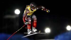 India Sherret of Canada in action. (Jean-Christophe Bott/Keystone via AP)