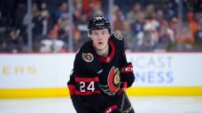 Senators&#8217; Jacob Bernard-Docker helped off ice after run into boards at practice