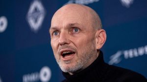 Vancouver Whitecaps new head coach Jesper Sorensen speaks during an announcement of the Whitecaps new coach in Vancouver, B.C., Tuesday, Jan. 14, 2025. (Ethan Cairns/CP)