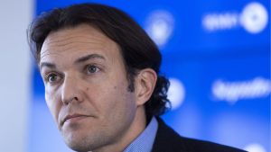 CF Montreal president and CEO Gabriel Gervais listens to a question during a news conference in Montreal on Tuesday, January 10, 2023. (Paul Chiasson/CP)