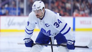 Toronto Maple Leafs' Auston Matthews plays during an NHL hockey game, Tuesday, Jan. 7, 2025, in Philadelphia. (Matt Slocum/AP)