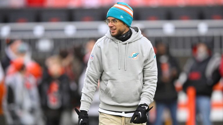 Miami Dolphins head coach Mike McDaniel walks on the field before an NFL football game against the Cleveland Browns Sunday, Dec. 29, 2024, in Cleveland. (David Richard/AP)